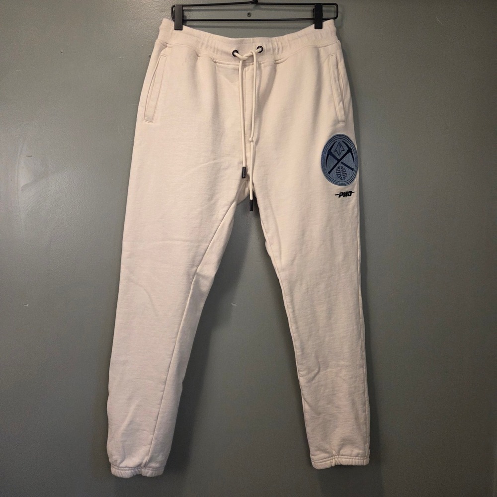 Pro Standard Denver Nuggets Jogger Sweatpants Men's Size M Cream Blue Basketball